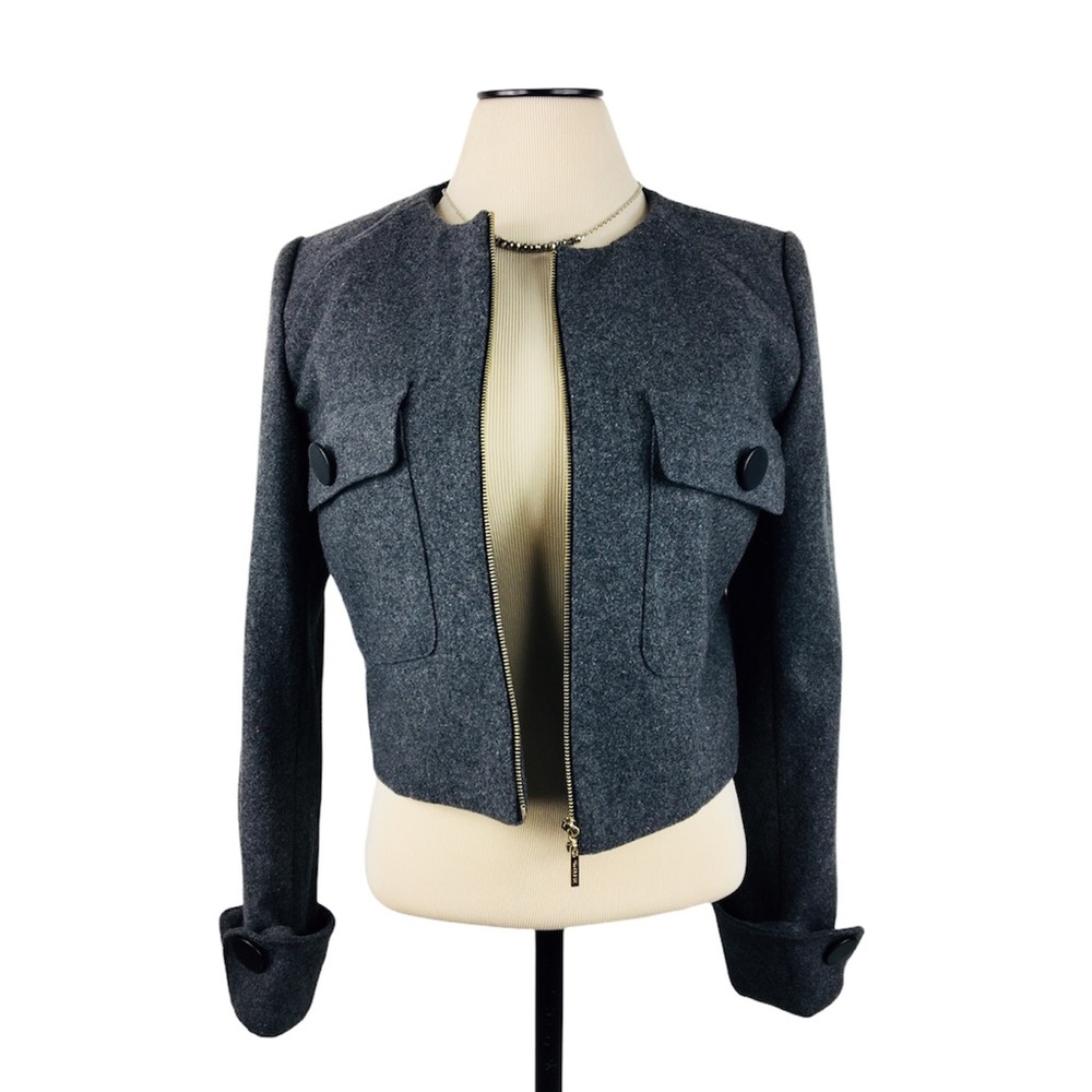 [Elise] Cropped Zipper Front Lined Blazer NWT